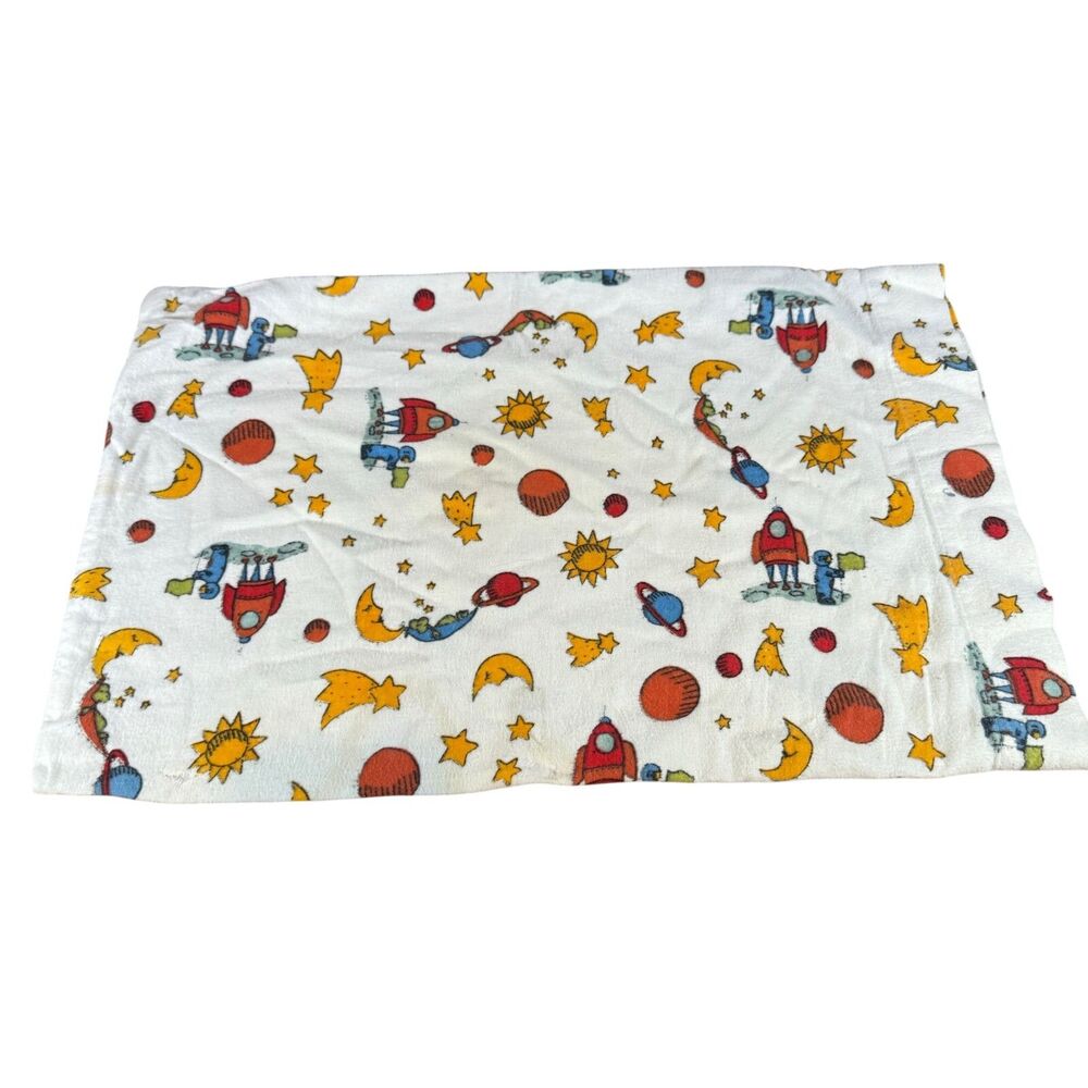 Vintage Pottery Barn Kids Pillow Case Space Galaxy Rocket Stars Baby 18.5" x 12"